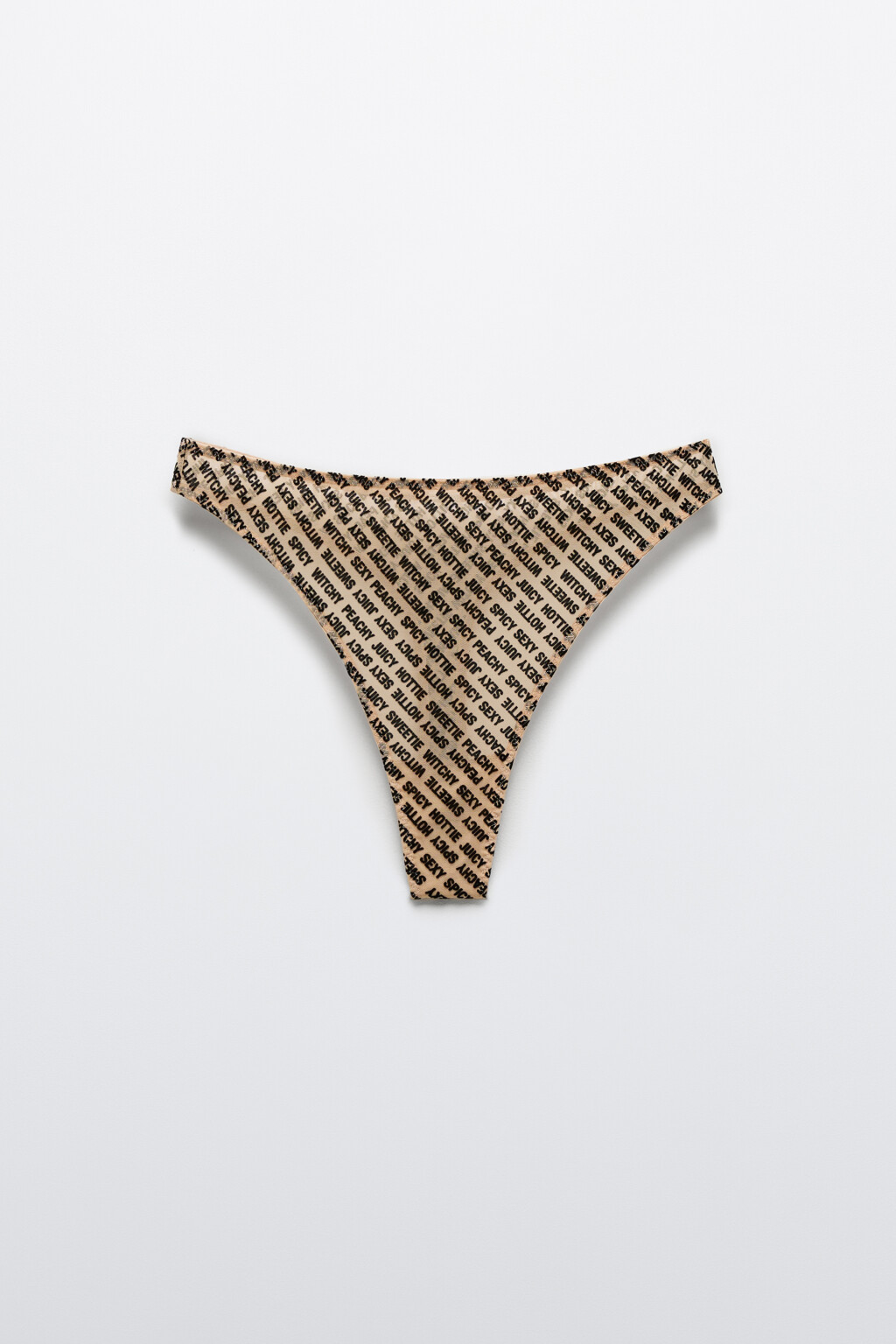 Трусы-стринги из сетки с принтом - цвет бежевый - 5