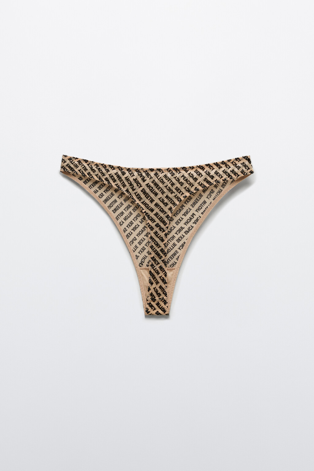 Трусы-стринги из сетки с принтом - цвет бежевый - 6