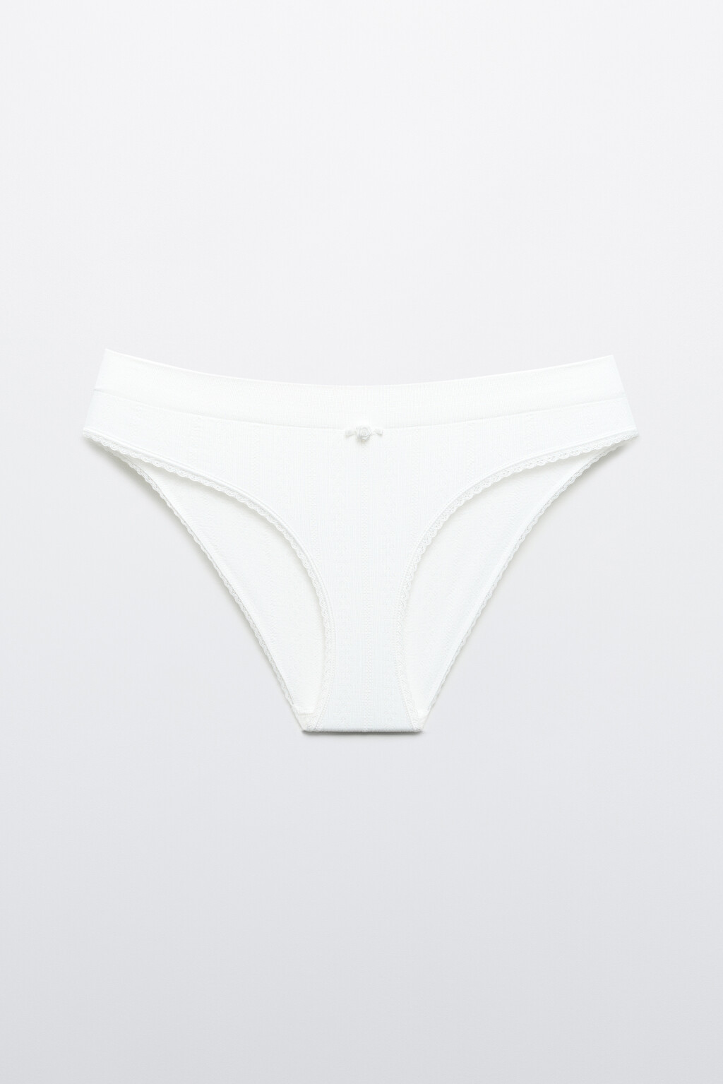 Трусы-стринги бесшовные в рубчик - цвет белый - 1