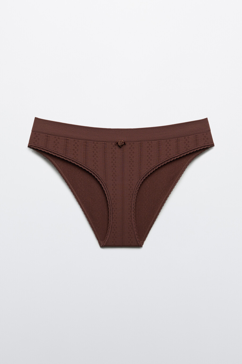 Трусы-стринги бесшовные в рубчик - цвет коричневый - 1
