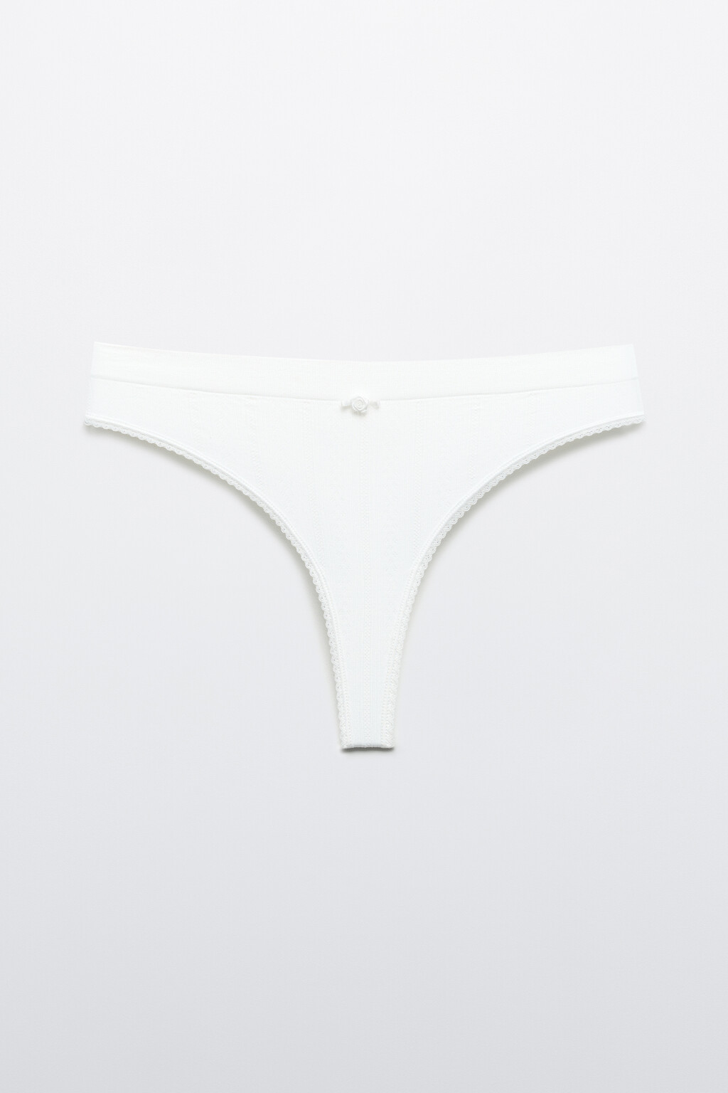 Трусы-стринги бесшовные ажурные - цвет белый - 1