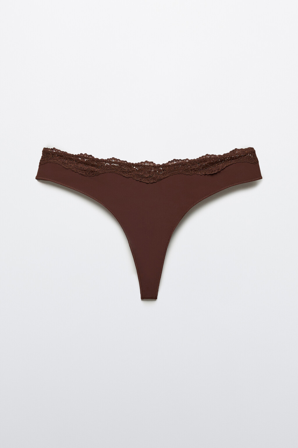 Трусы-стринги с кружевом - цвет коричневый - 5