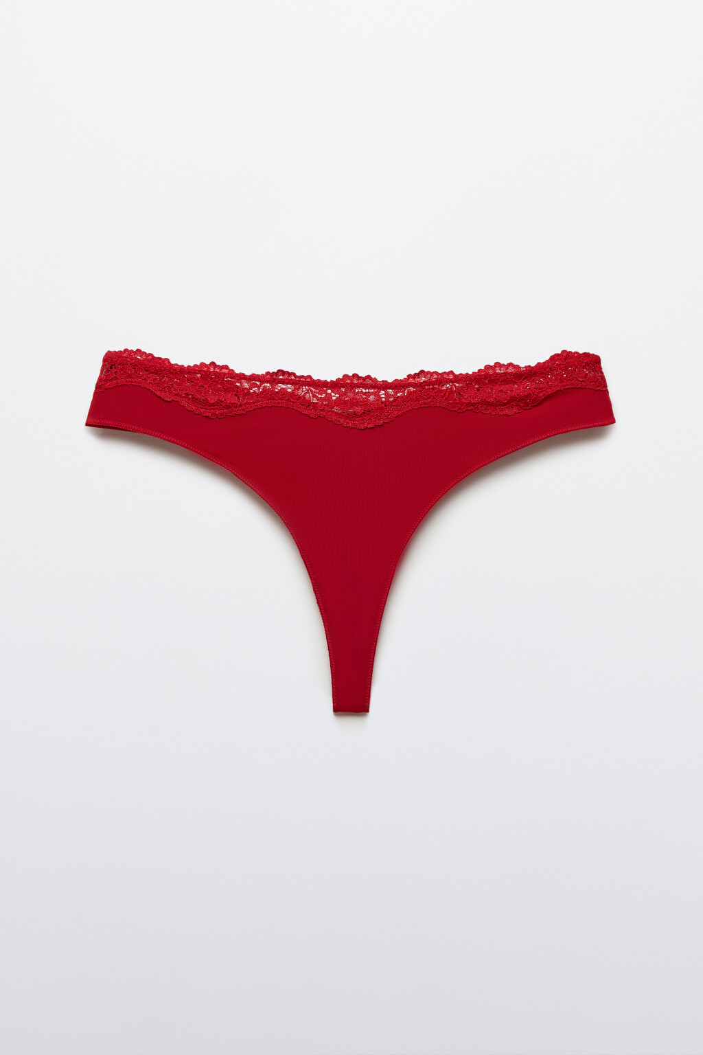 Трусы-стринги с кружевом - цвет красный - 5