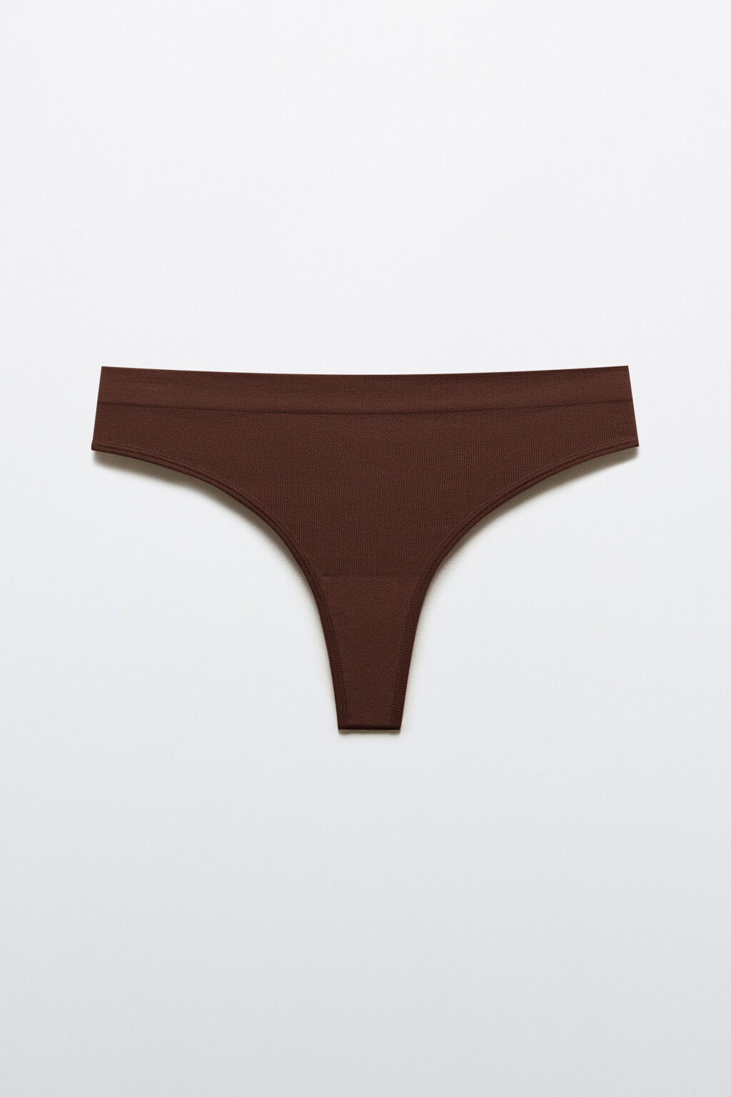Трусы-стринги бесшовные в рубчик - цвет коричневый - 5