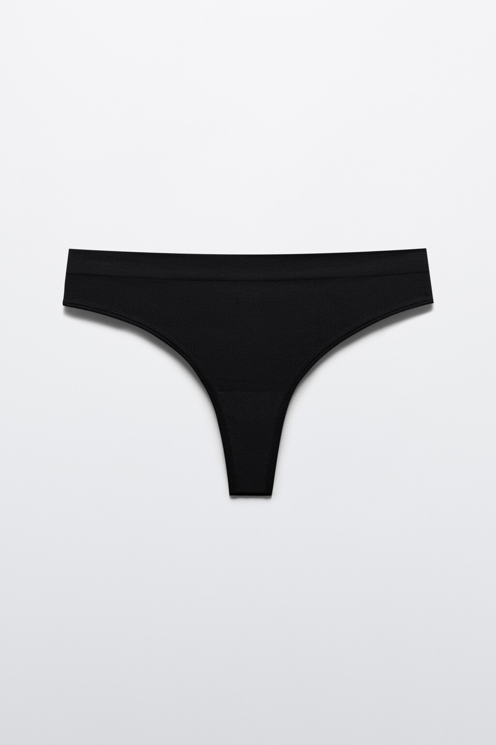 Трусы-стринги бесшовные в рубчик - цвет черный - 5