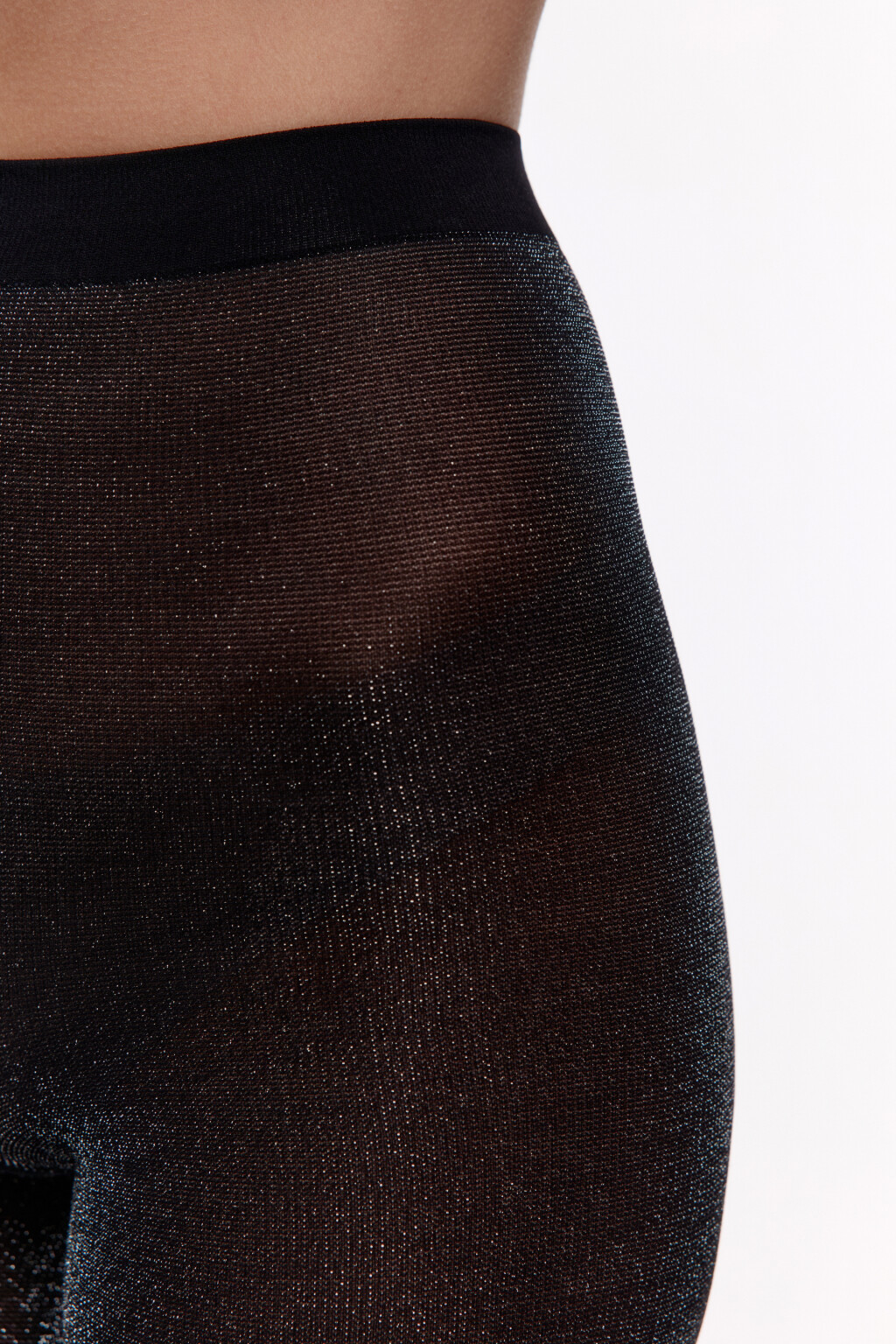 Колготки блестящие с люрексом - цвет черный - 3