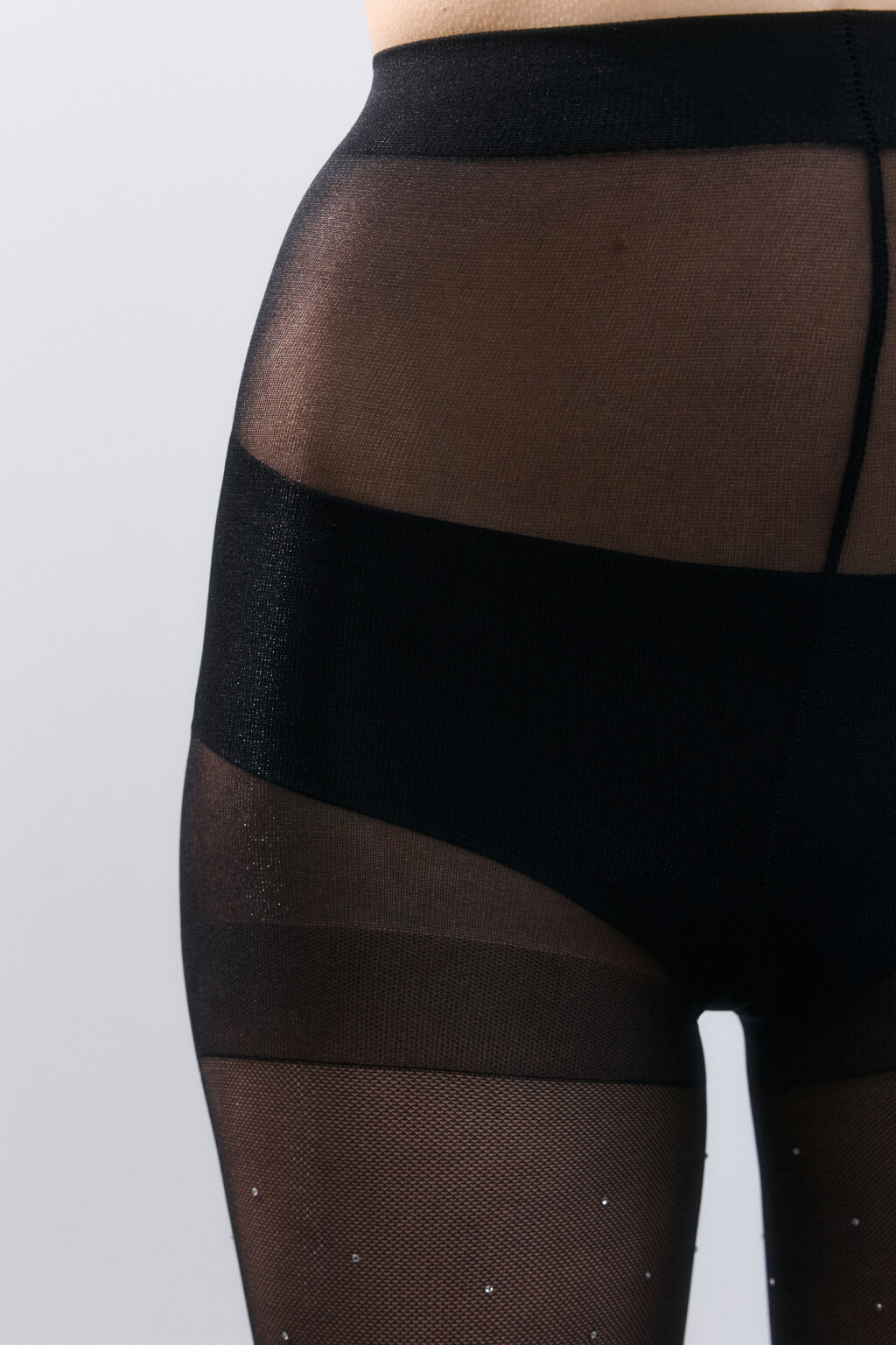 Колготки капроновые со стразами - цвет черный - 3