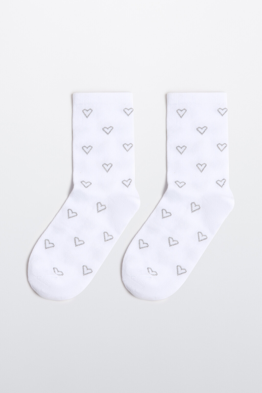 Носки высокие с сердечками - цвет белый - 1