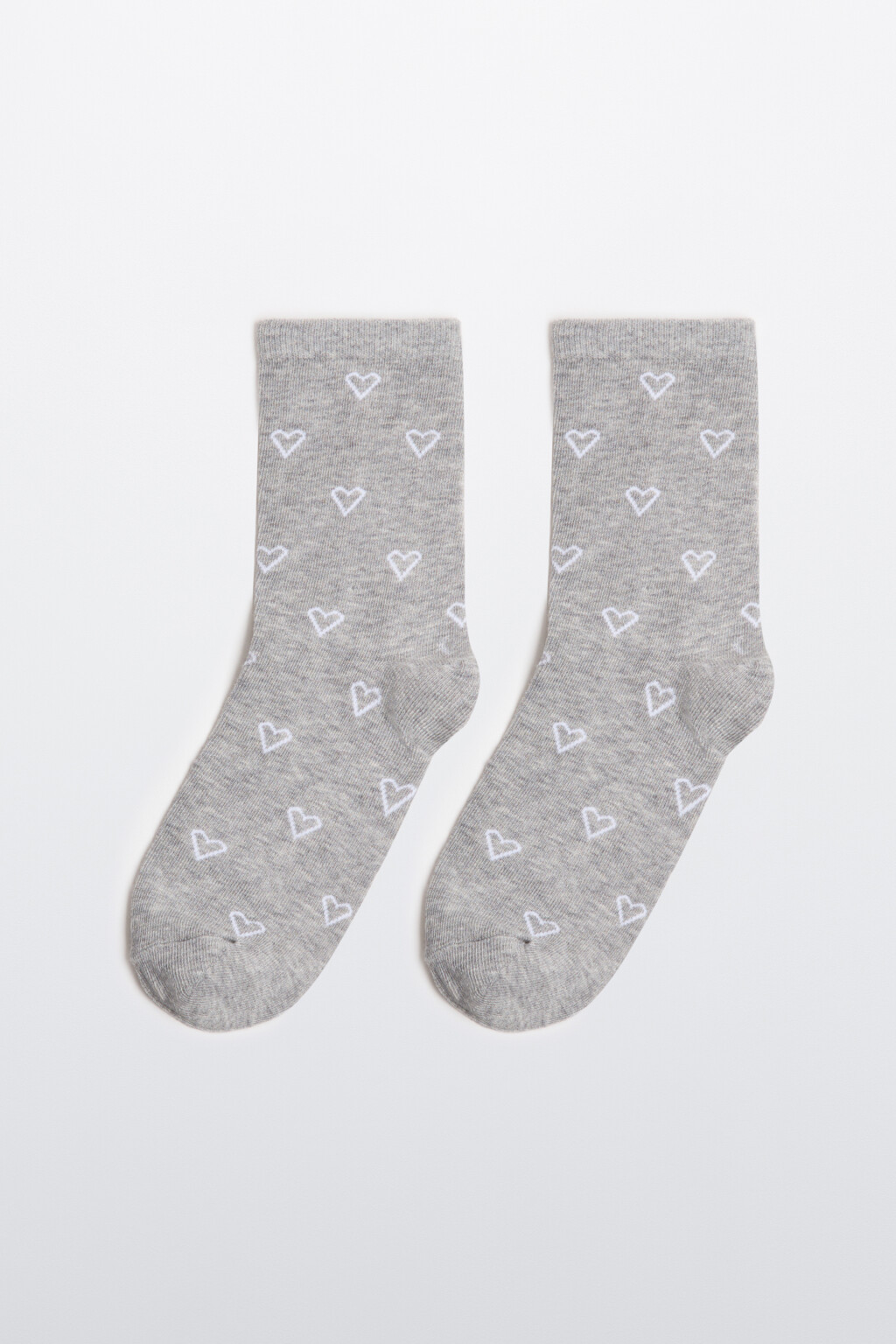 Носки высокие с сердечками - цвет серый - 1