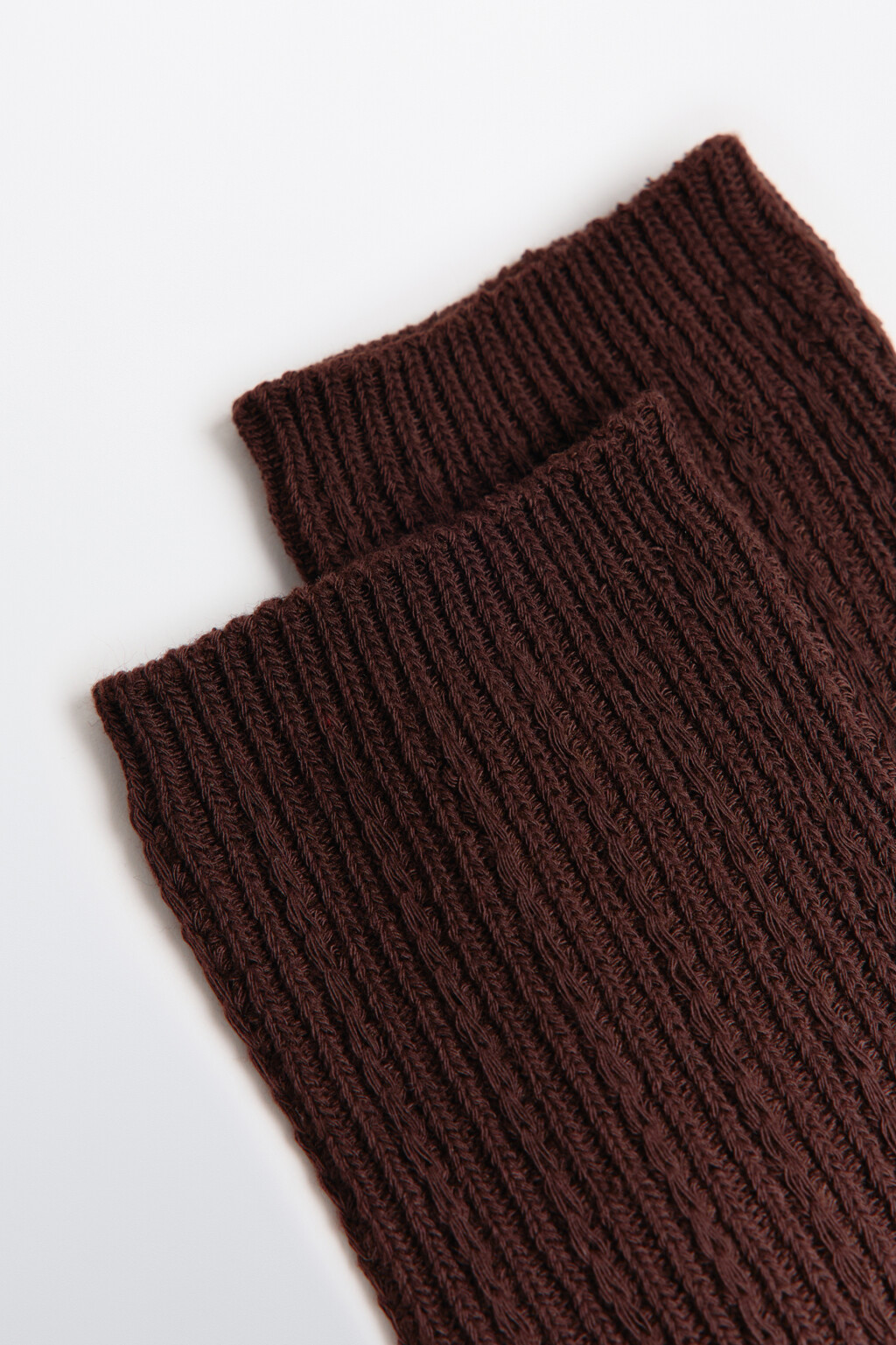 Носки высокие в рубчик - цвет коричневый - 2
