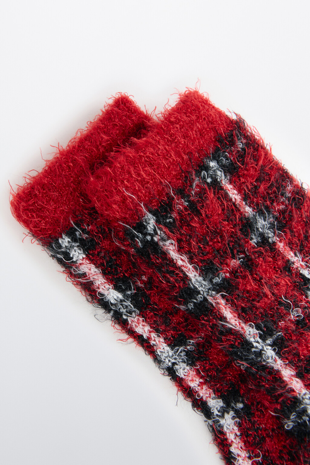 Носки высокие в клетку - цвет красный - 2