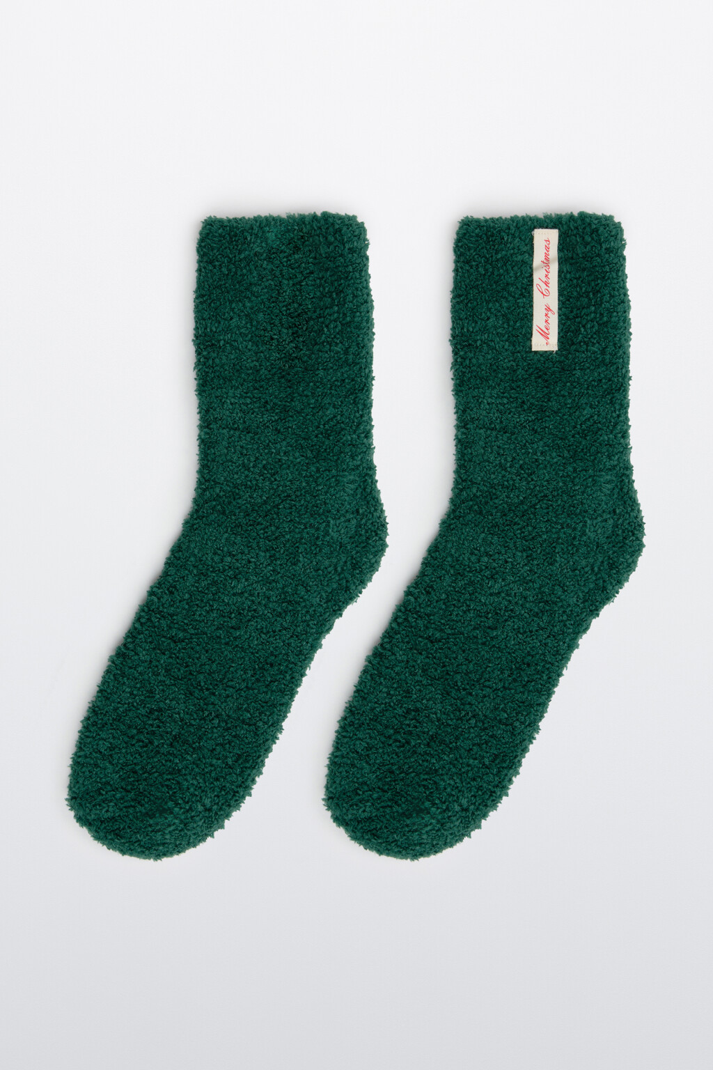 Носки высокие махровые с патчем - цвет зеленый - 1