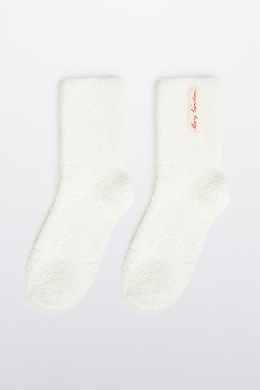 Носки высокие махровые с патчем - цвет ванильный - 1