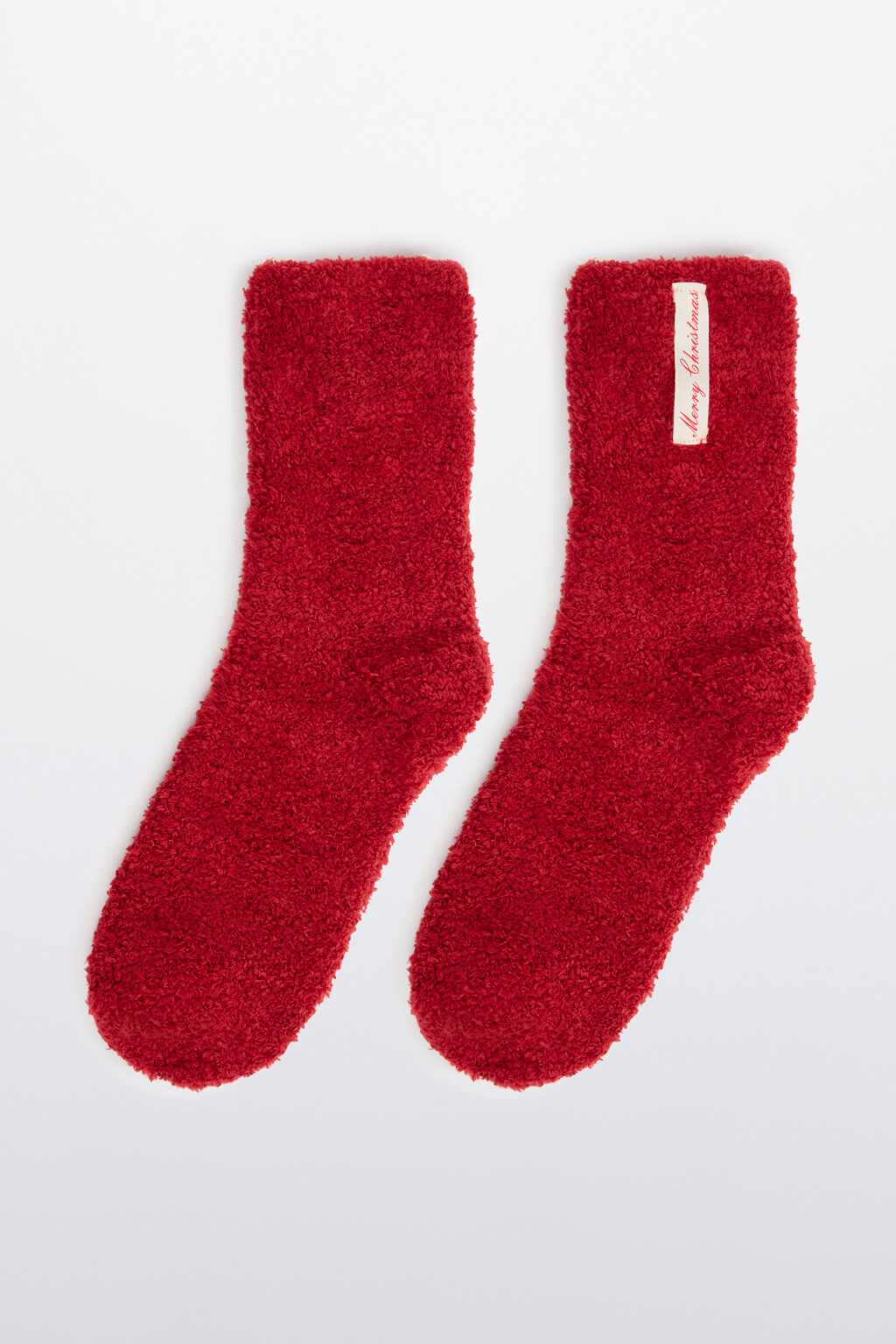 Носки высокие махровые с патчем - цвет красный - 1