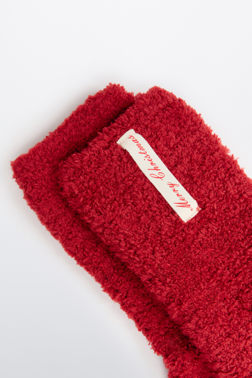 Носки высокие махровые с патчем - цвет красный - 2