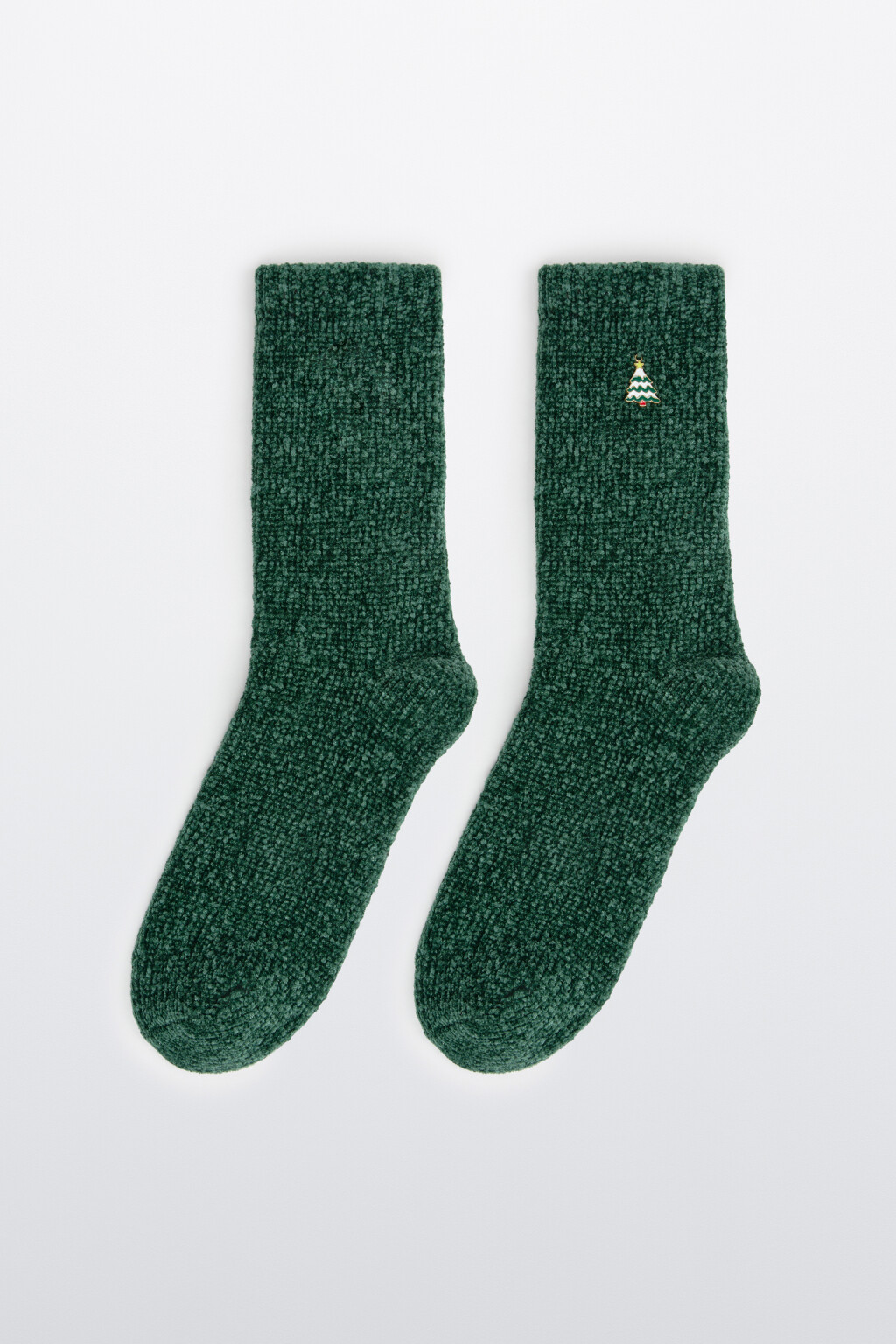 Носки махровые с брошью  - цвет зеленый - 1