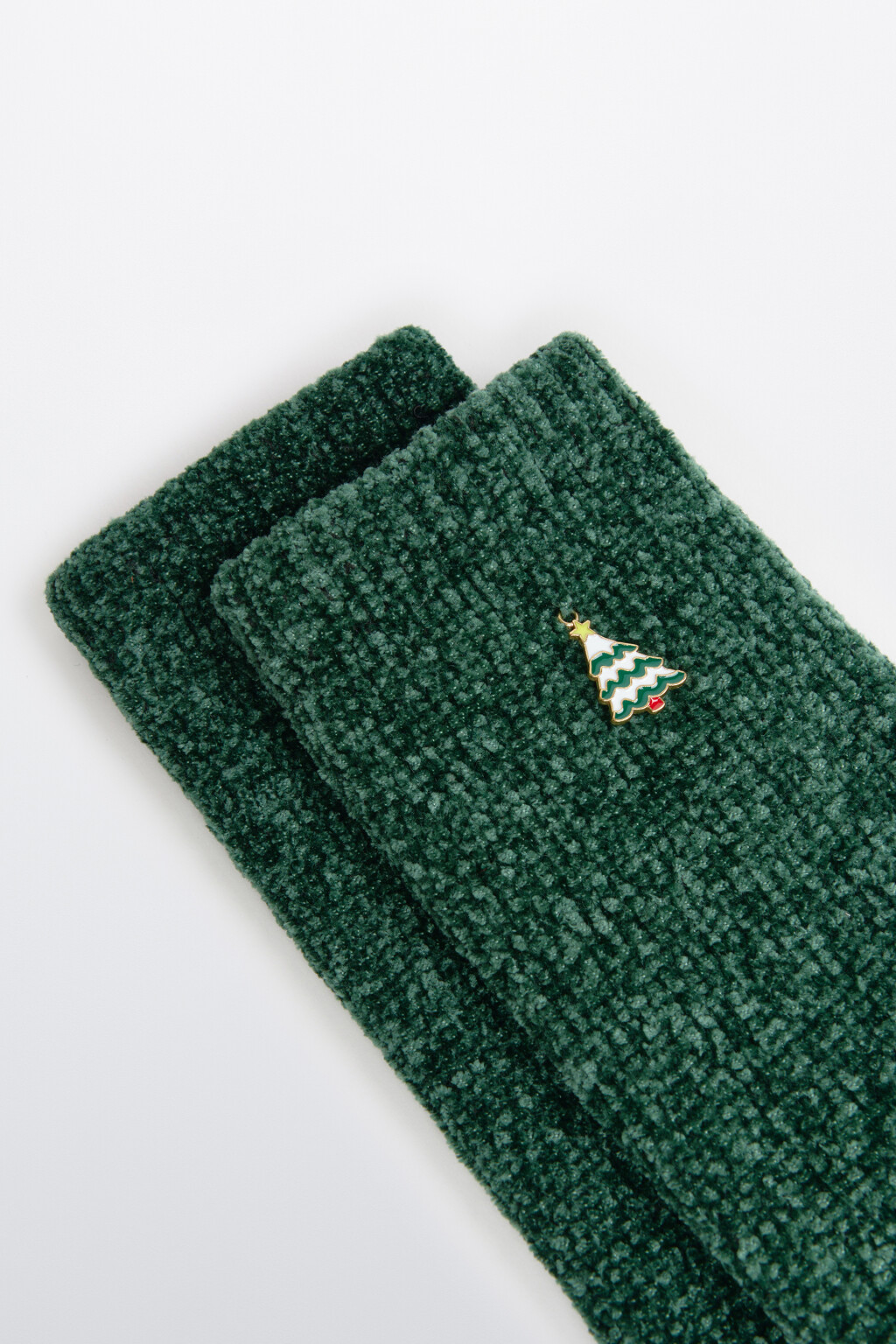 Носки махровые с брошью  - цвет зеленый - 2