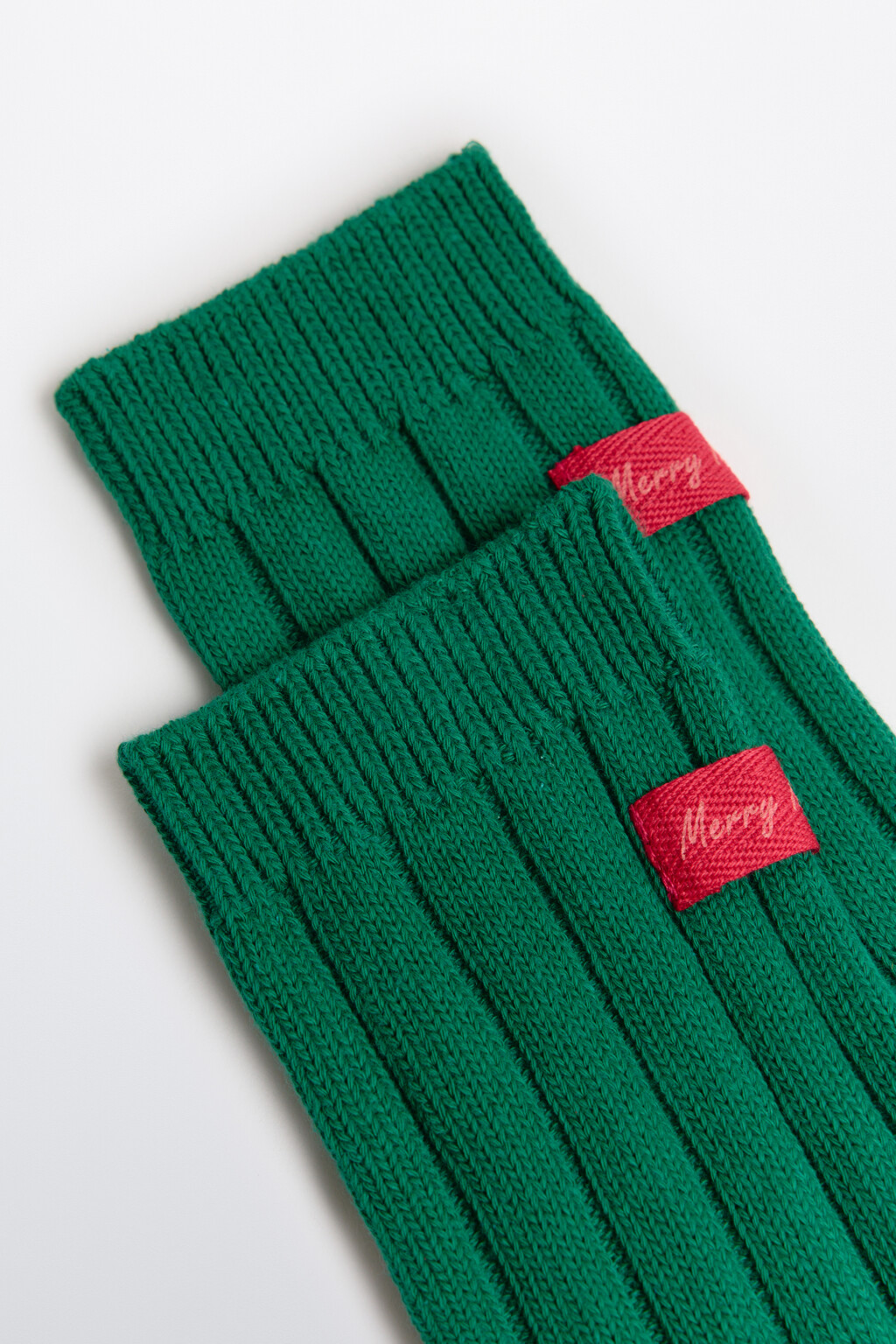 Носки высокие с новогодним патчем - цвет зеленый - 4