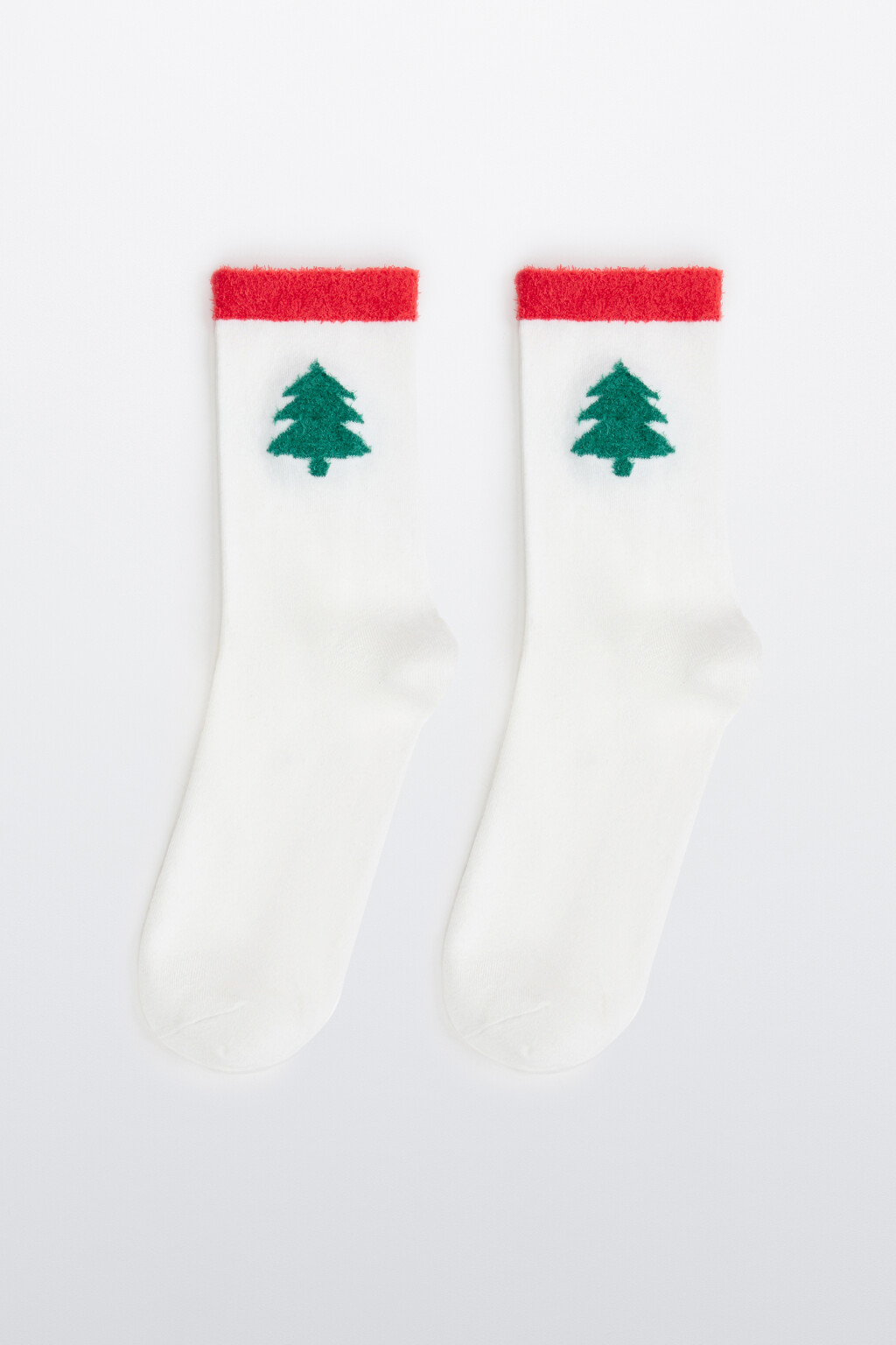Носки высокие с новогодней вышивкой - цвет ванильный - 1