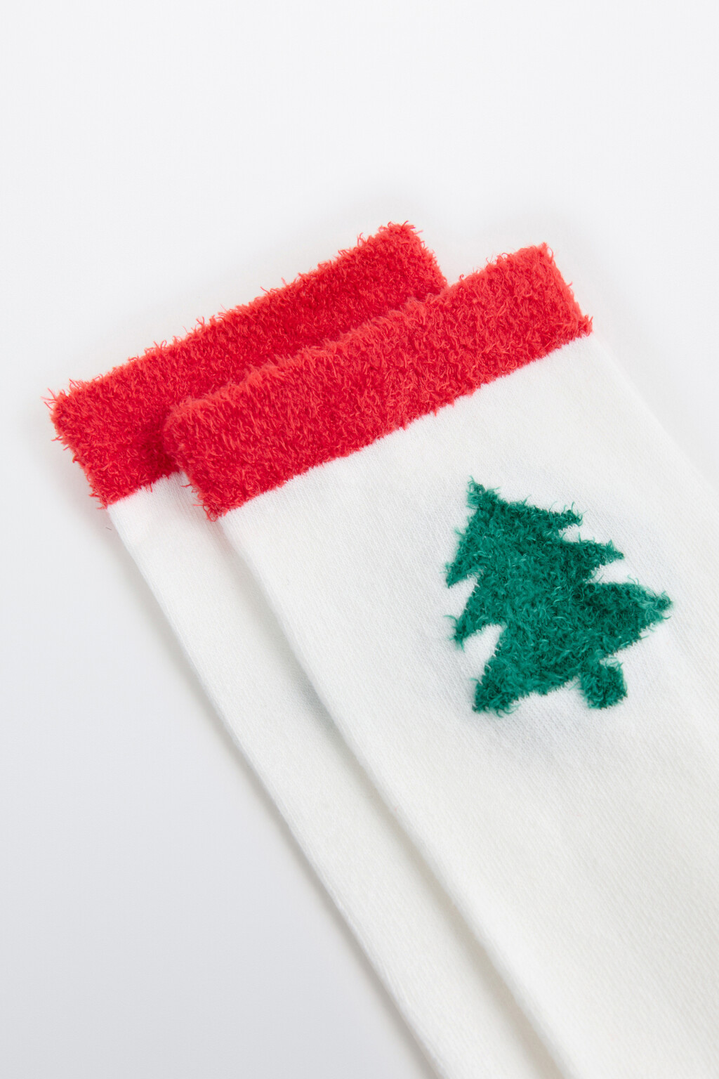 Носки высокие с новогодней вышивкой - цвет ванильный - 2