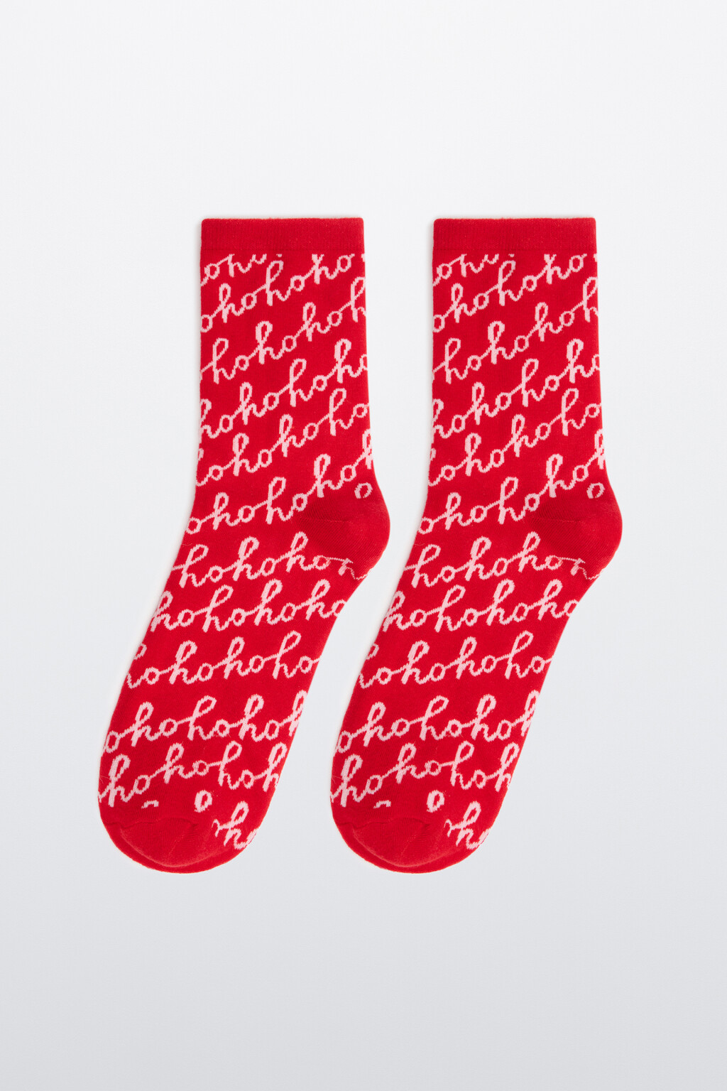 Носки высокие с новогодней вышивкой - цвет красный - 1