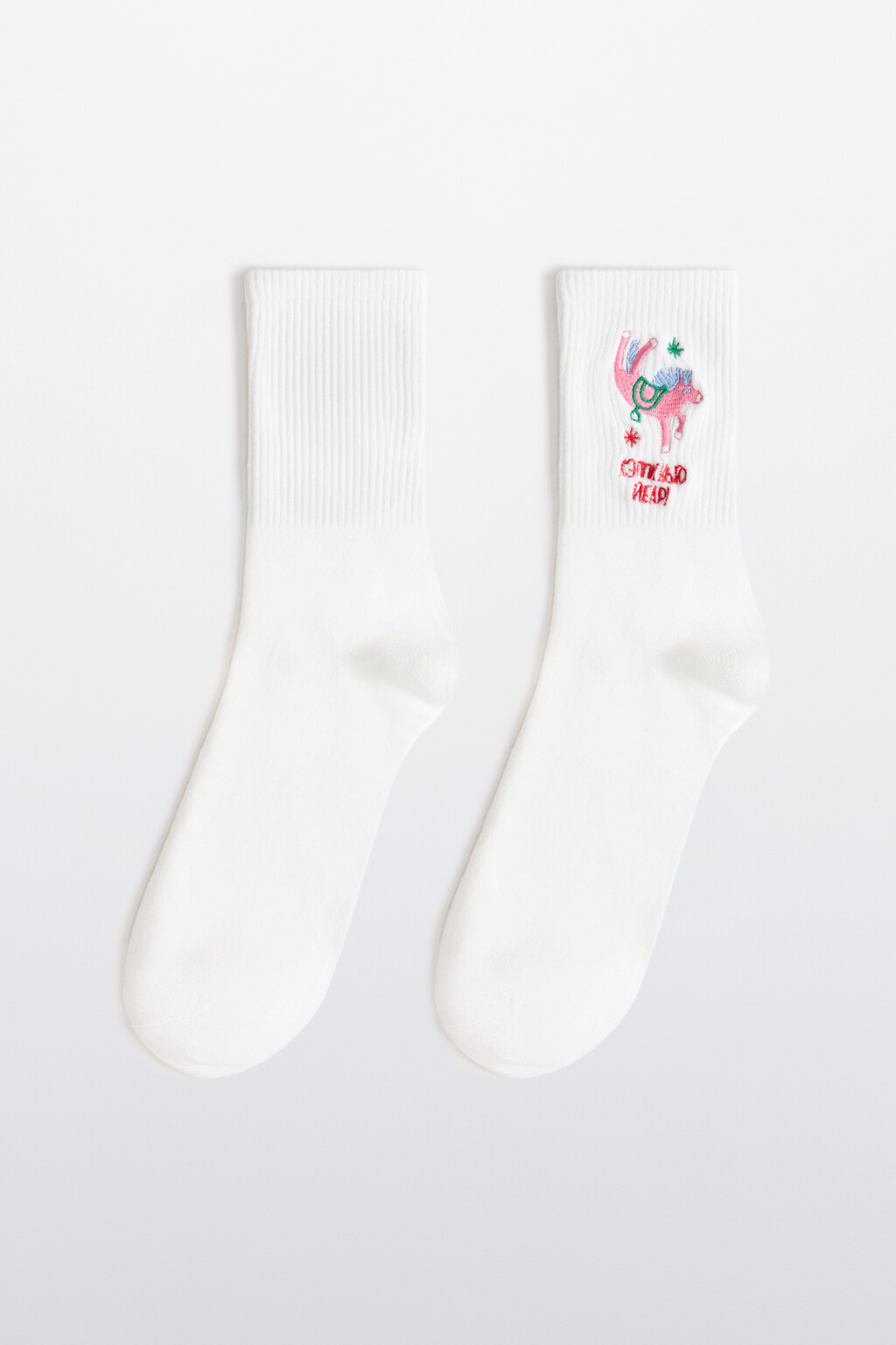 Носки с новогодним принтом - цвет ванильный - 1