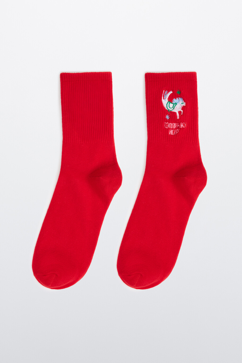 Носки с новогодним принтом - цвет красный - 1