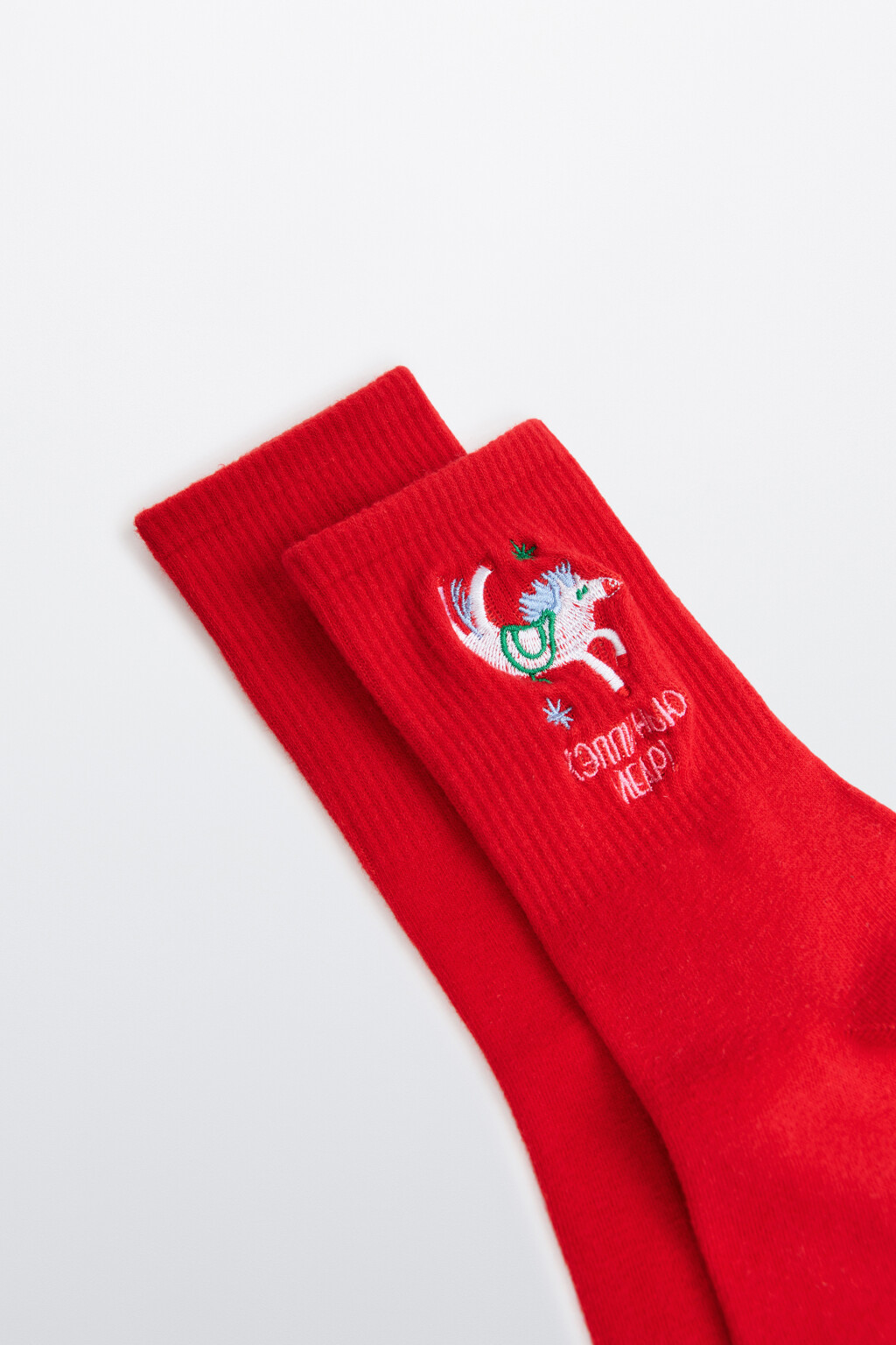Носки с новогодним принтом - цвет красный - 2