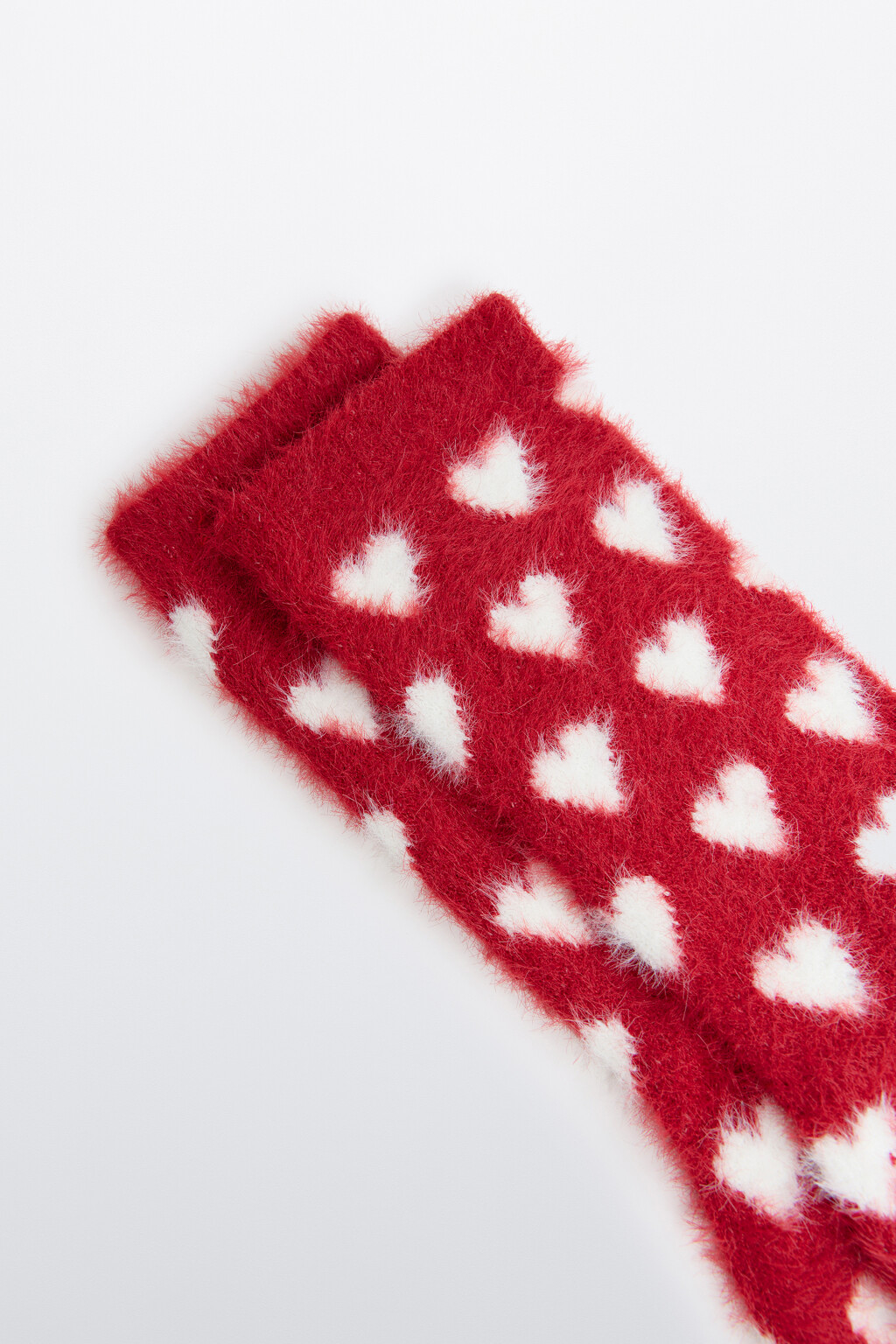 Носки махровые с сердечками - цвет красный - 3