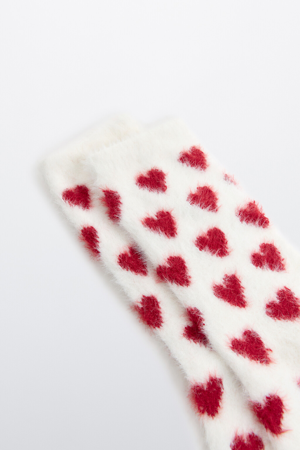 Носки махровые с сердечками - цвет ванильный - 2