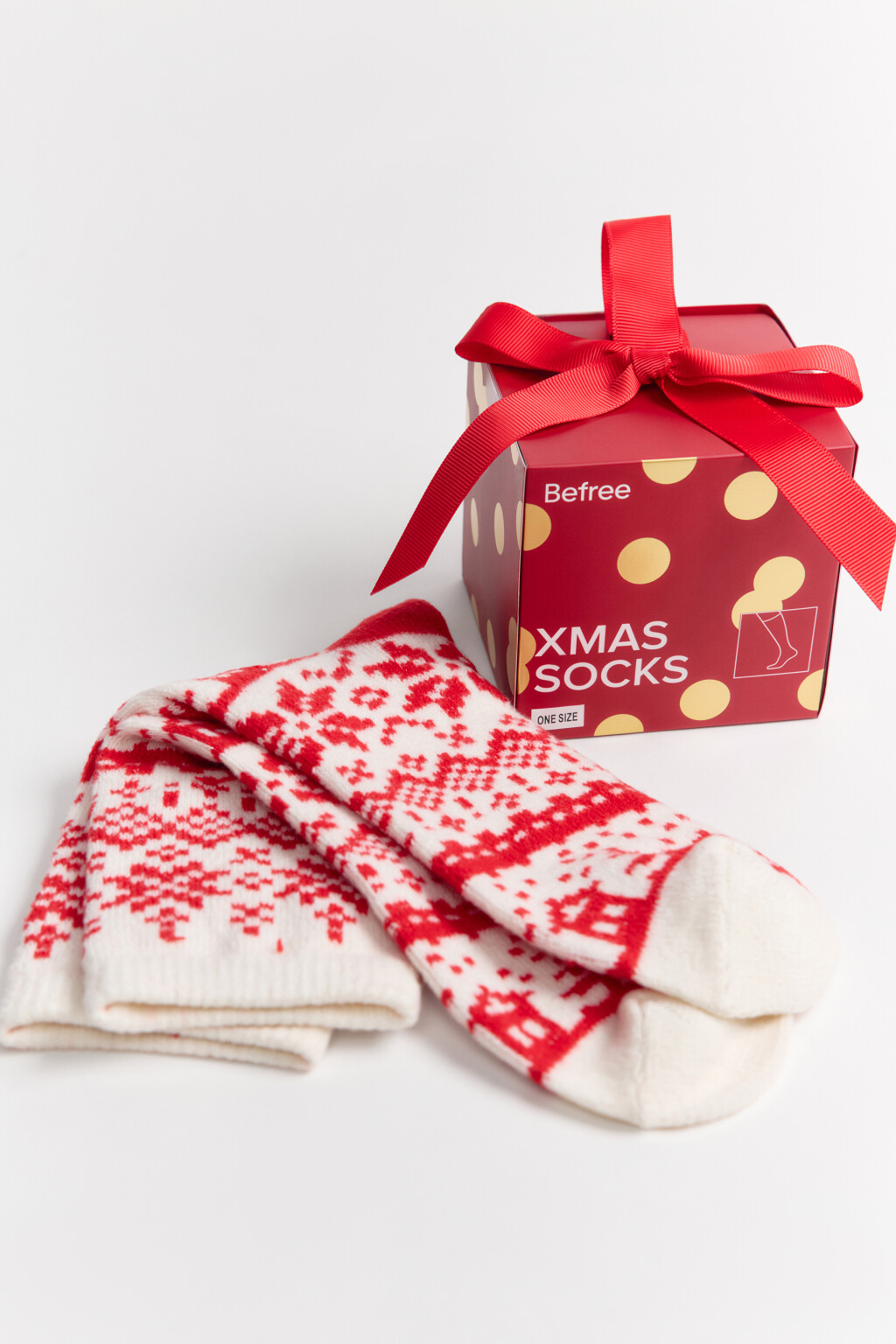 Носки с новогодним принтом - цвет красный - 2