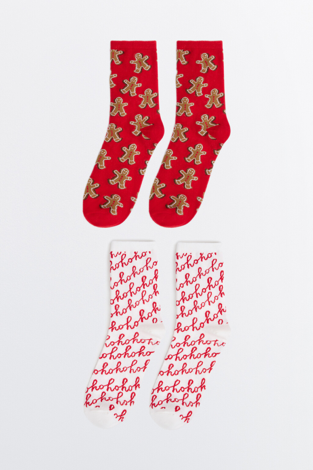 Набор носков с новогодней вышивкой (2 пары) - цвет зеленый - 1