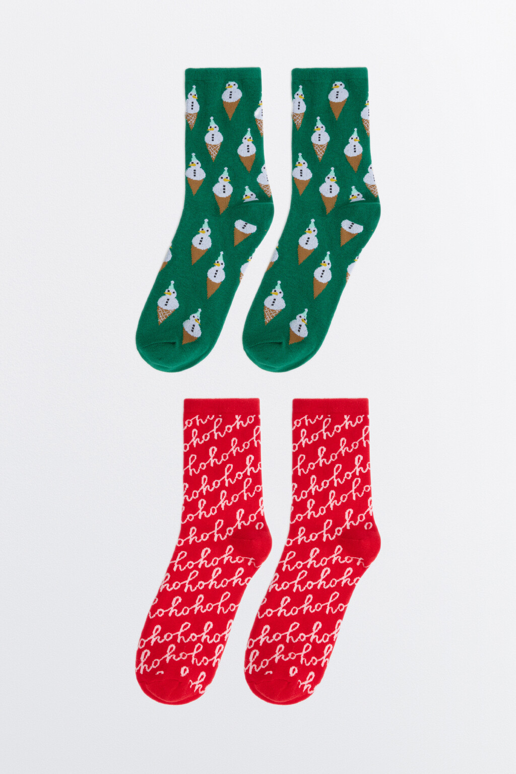 Набор носков с новогодней вышивкой (2 пары) - цвет красный - 1