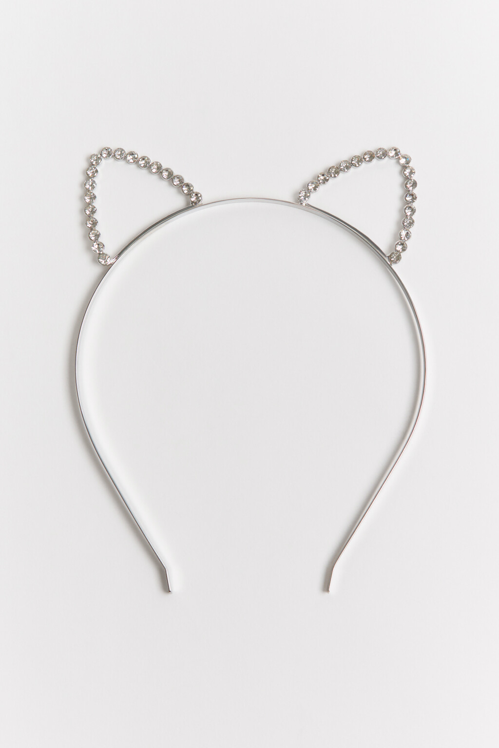 Ободок с ушками и стразами - цвет серый - 1