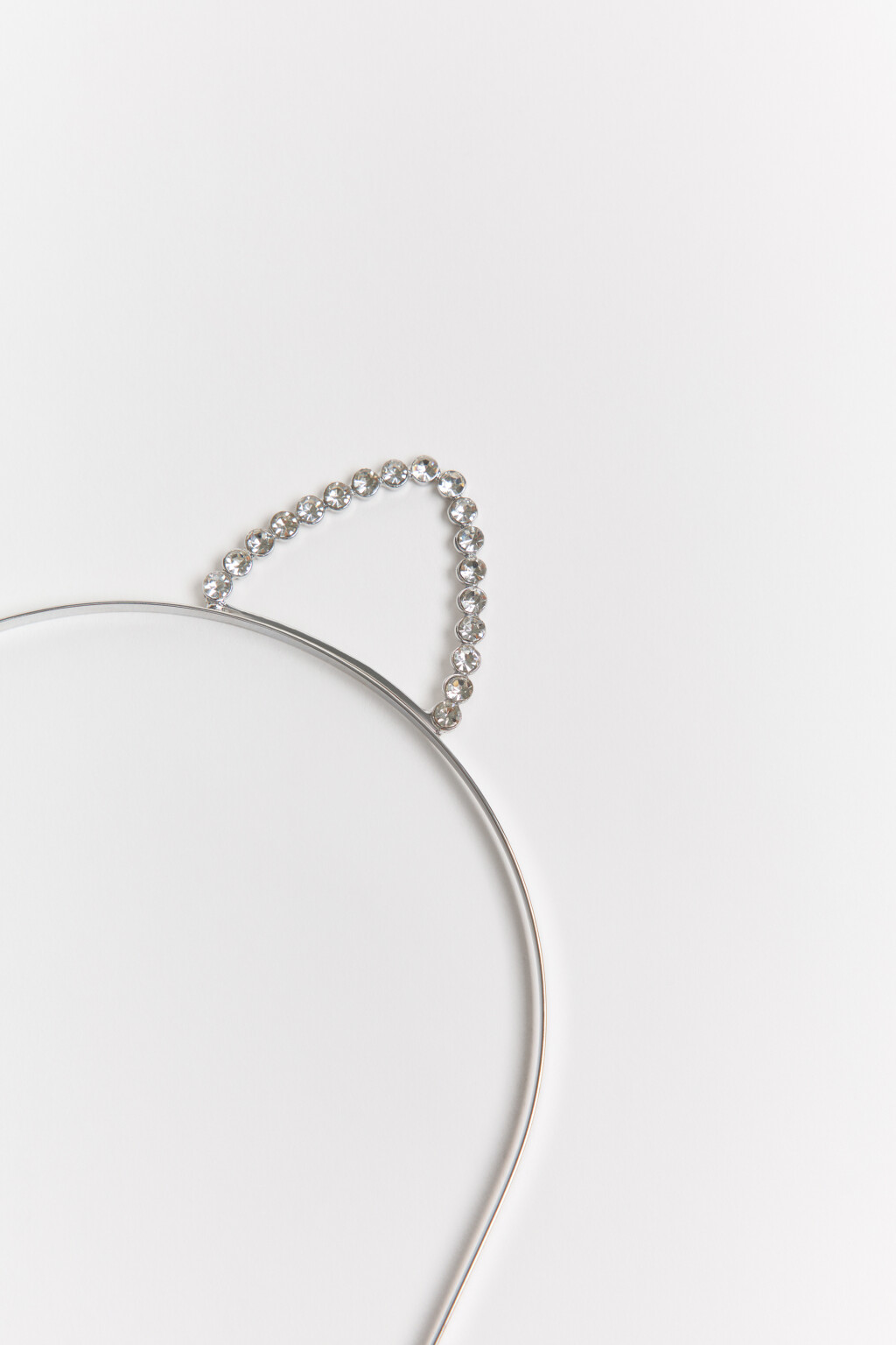 Ободок с ушками и стразами - цвет серый - 2