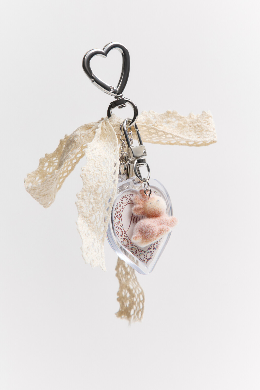 Брелок-обвес с кружевным бантом - цвет черный - 1