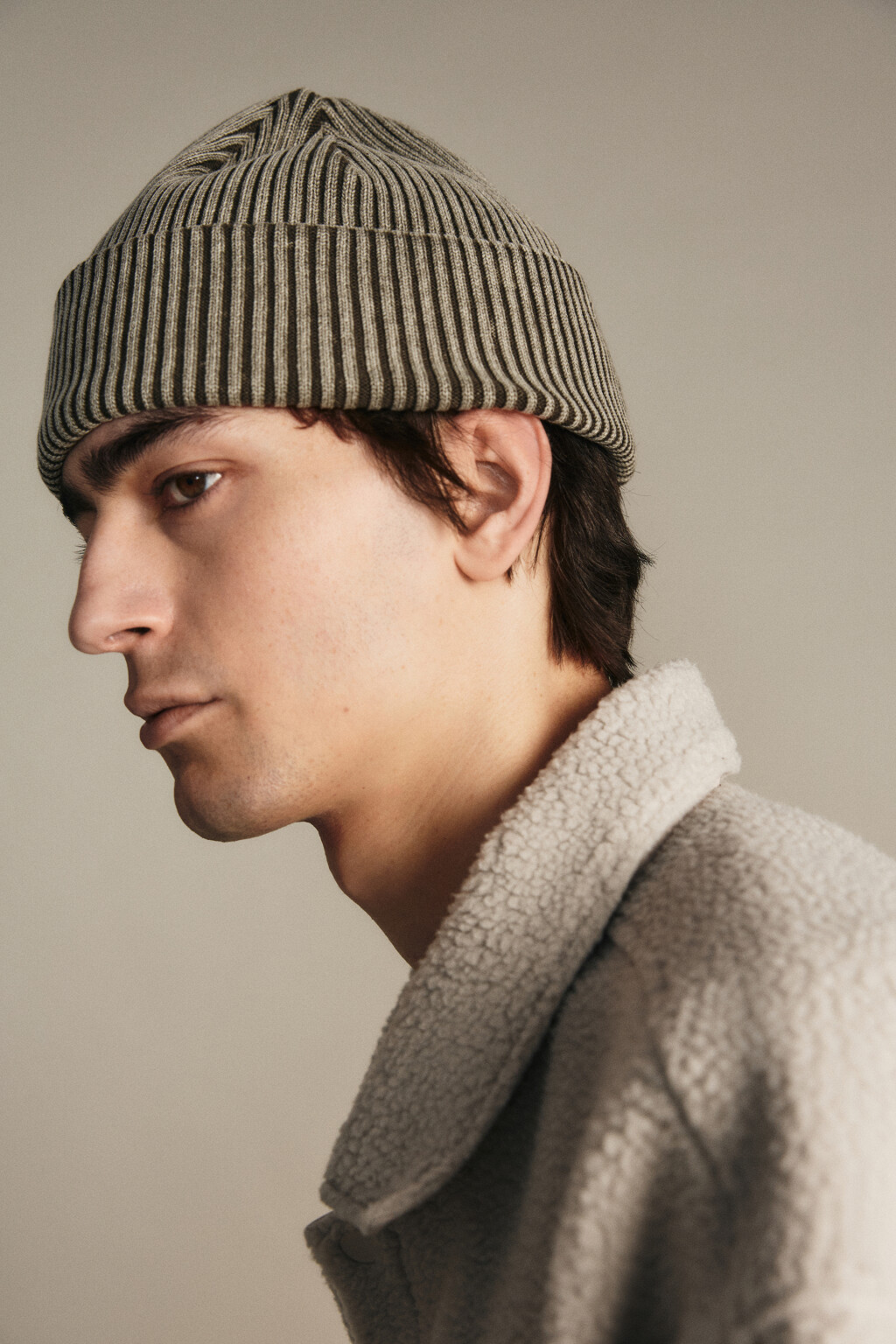 Шапка-бини вязаная в рубчик - цвет зеленый - 1