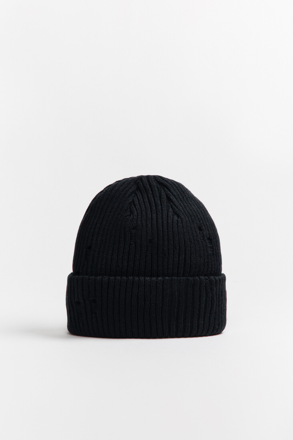 Шапка-бини вязаная в рубчик - цвет черный - 4
