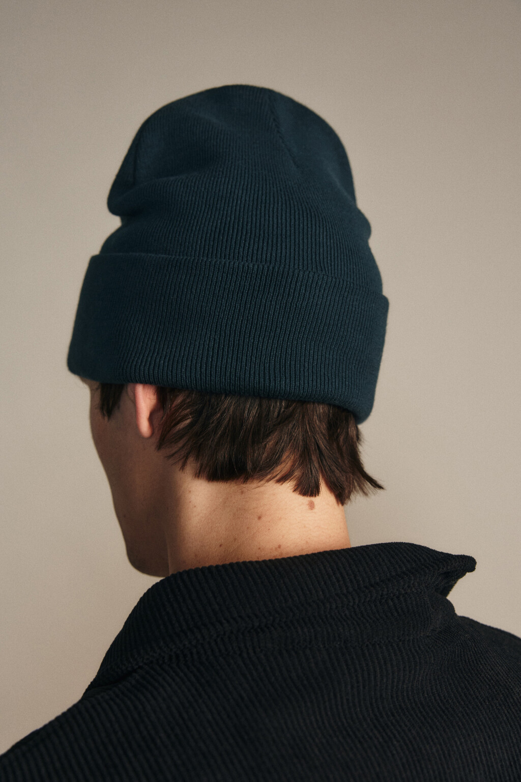 Шапка-бини трикотажная - цвет синий - 2