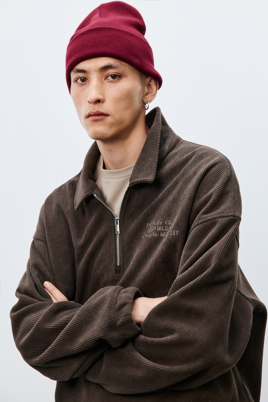 Шапка-бини трикотажная - цвет бордовый - 1