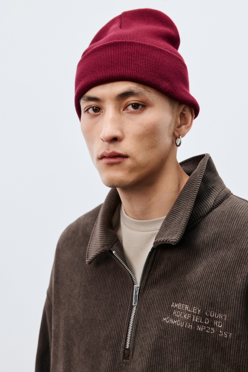 Шапка-бини трикотажная - цвет бордовый - 2