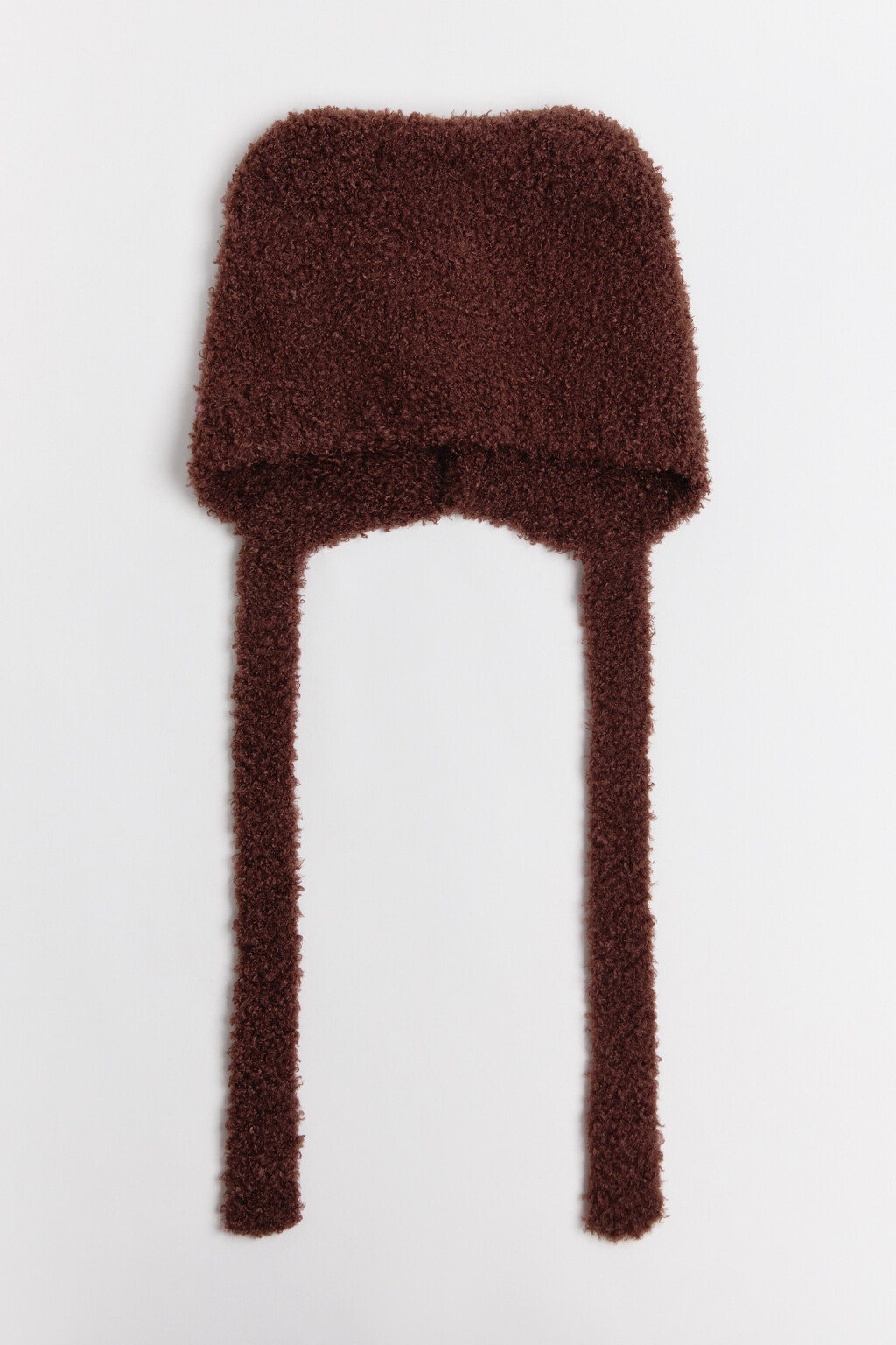 Шапка-чепчик плюшевая с завязками - цвет коричневый - 1