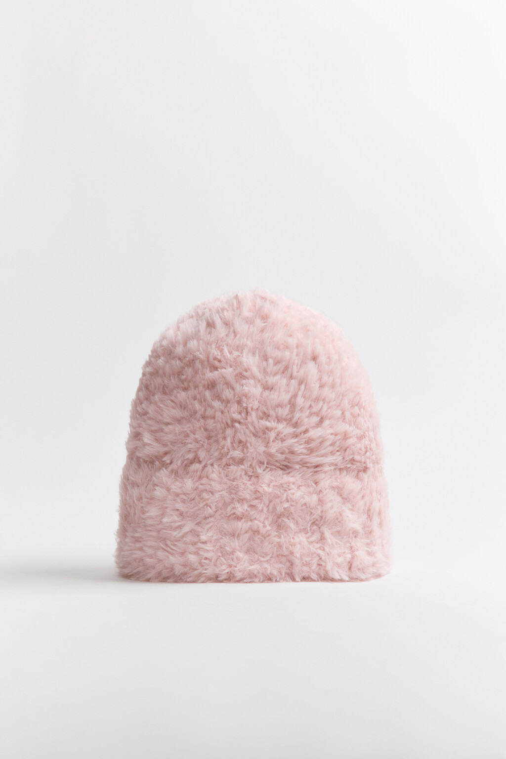 Шапка-бини пушистая с ворсом - цвет розовый - 1