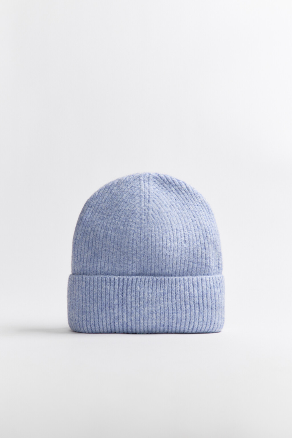 Шапка-бини вязаная в рубчик - цвет голубой - 1