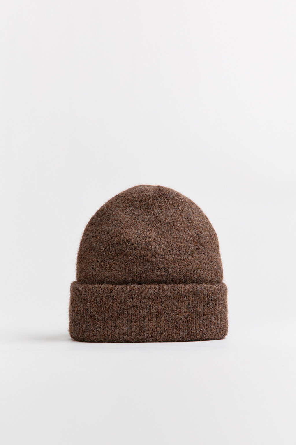 Шапка-бини трикотажная с шерстью - цвет коричневый - 3