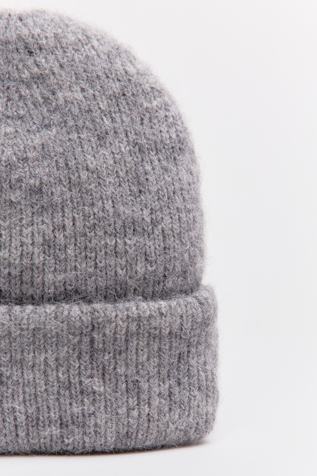 Шапка-бини трикотажная с шерстью - цвет серый - 2