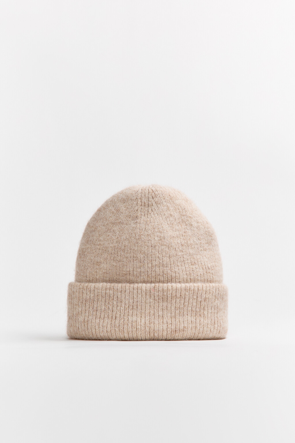 Шапка-бини трикотажная с шерстью - цвет бежевый - 1