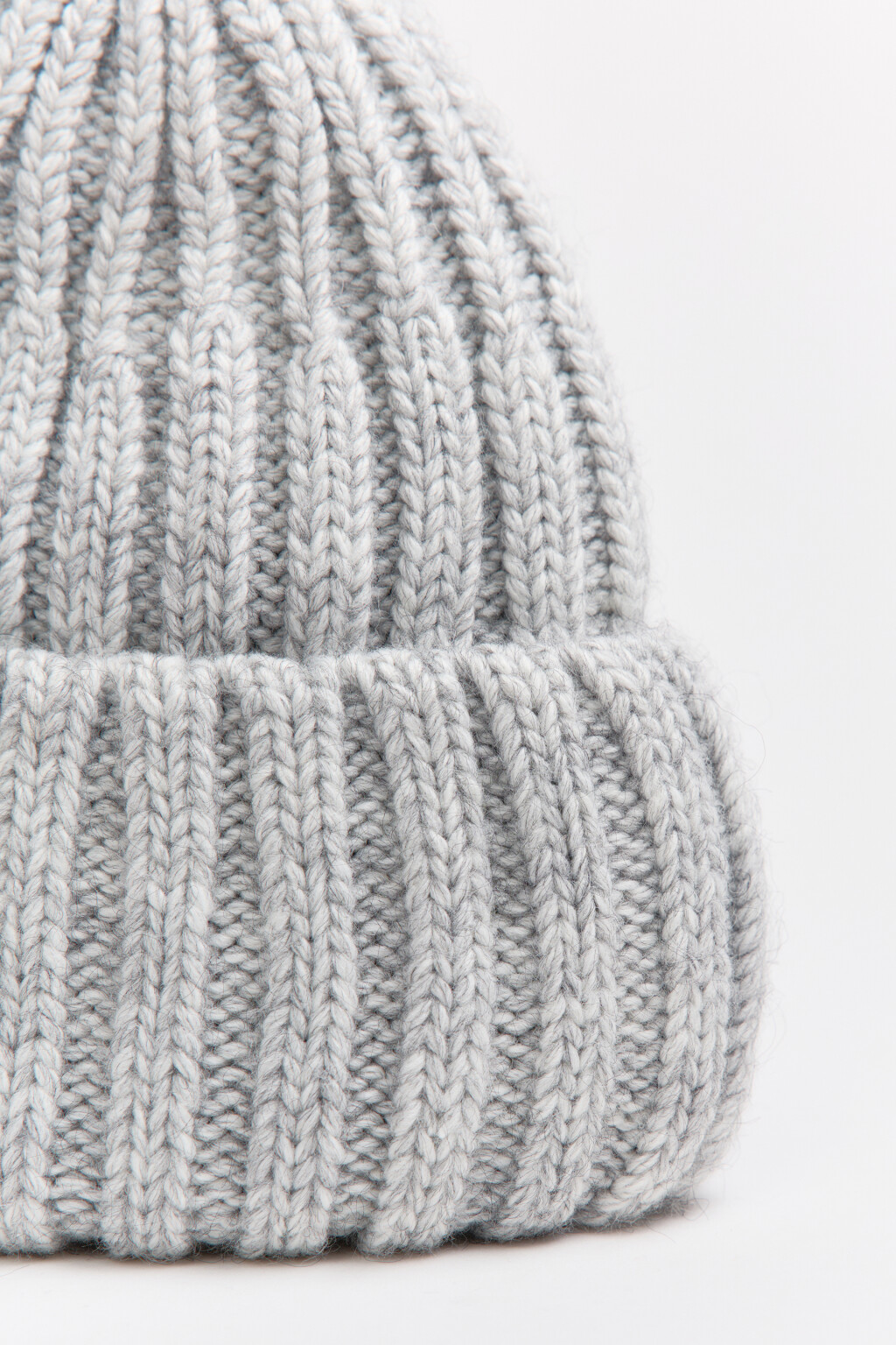 Шапка-бини вязаная утепленная - цвет серый - 4