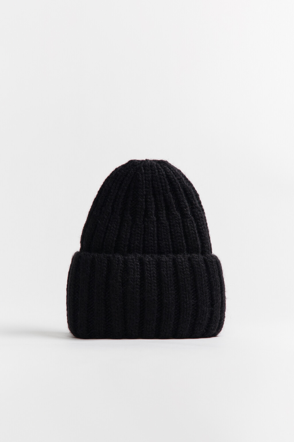 Шапка-бини вязаная утепленная - цвет черный - 3