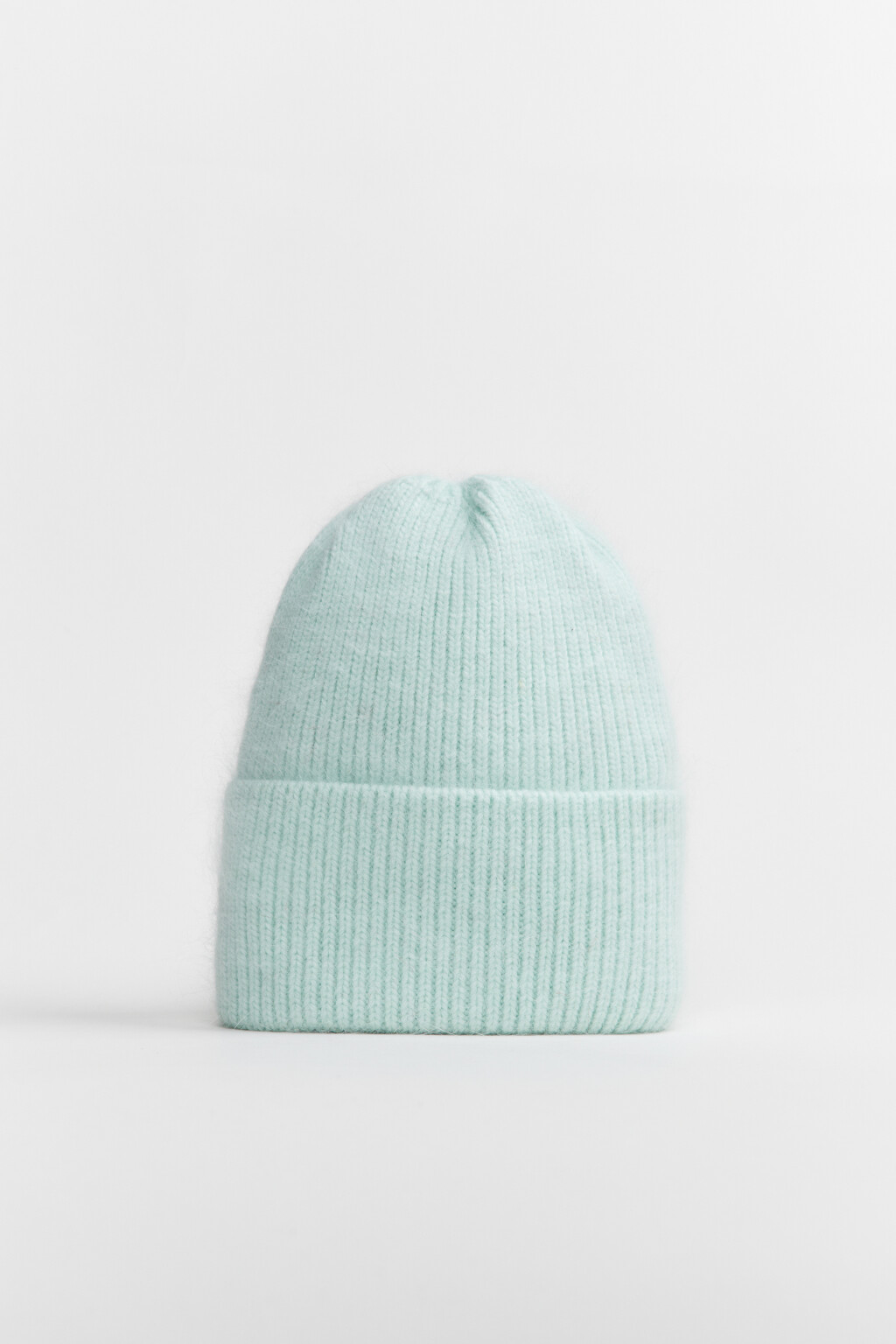 Шапка-бини с ангорской шерстью - цвет зеленый - 3